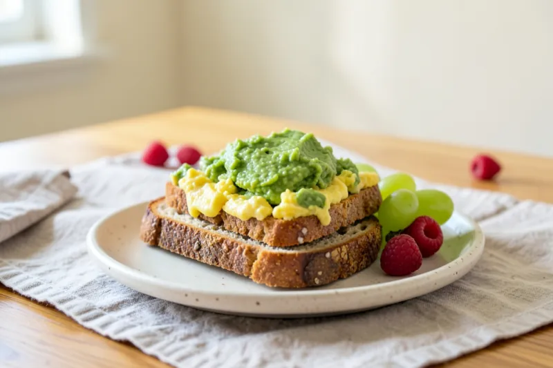 Avo on Wholemeal Sourdough With Eggs & Fruit
